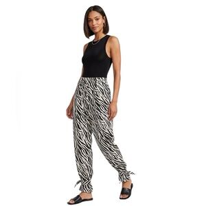 K TOO High Waisted 100% Cotton Black & White Animal Print Pants Size: Large